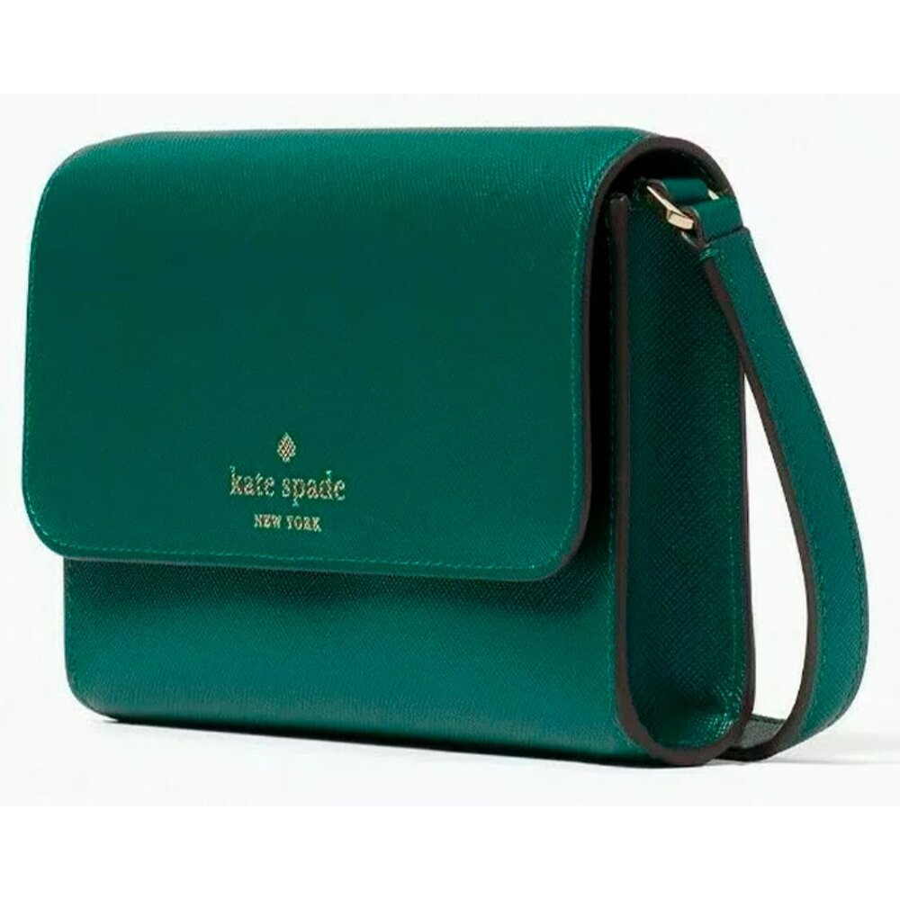 S Kate Spade Brynn Flap Crossbody Deep Jade Dark Green K4804 NWT $239 Retail - Picture 3 of 6
